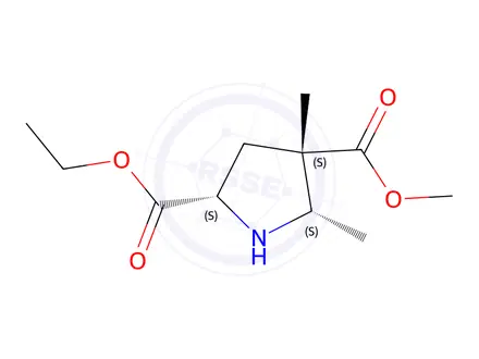 Chemical structure of 2-Ethyl 4-methyl (2S,4S,5S)-4,5-dimethylpyrrolidine-2,4-dicarboxylate