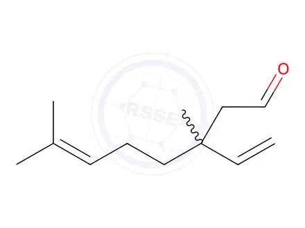 Chemical structure of 3,7-dimethyl-3-vinyloct-6-enal