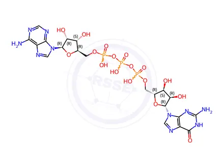 Chemical structure of [(2R,3S,4R,5R)-5-(2-amino-6-oxo-3H-purin-9-yl)-3,4-dihydroxyoxolan-2-yl]methyl [[[(2R,3S,4R,5R)-5-(6-aminopurin-9-yl)-3,4-dihydroxyoxolan-2-yl]methoxy-hydroxyphosphoryl]oxy-hydroxyphosphoryl] hydrogen phosphate