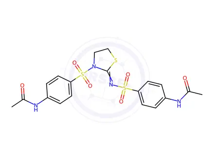 Chemical structure of N-[4-[[2-[[[4-(Acetylamino)phenyl]sulfonyl]imino]-3-thiazolidinyl]sulfonyl]phenyl]acetamide