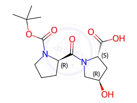 Chemical structure of N-(Boc-D-prolyl)-(4R)-4-hydroxy-L-proline