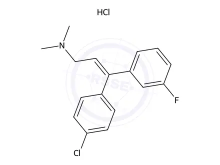 Chemical structure of 1-(4-Chlorophenyl)-1-(3-Fluorophenyl)-3-Dimethylaminoprop-1-Ene Hydrochloride