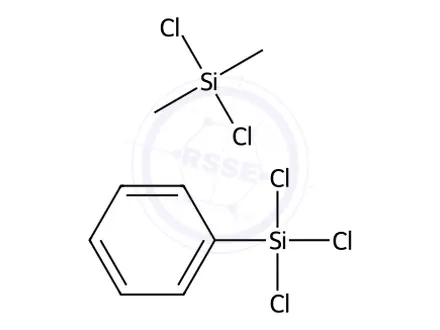 Chemical structure of Silane, dichlorodimethyl-, polymer with dichlorodiphenylsilane, trichloromethylsilane and trichlorophenylsilane