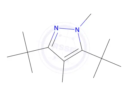 Chemical structure of 1,4-dimethyl-3,5-di-t-butylpyrazole