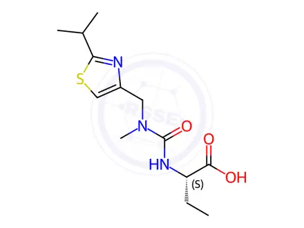 Chemical structure of (S)-2-(3-((2-isopropylthiazol-4-yl)methyl)-3-methylureido)butanoic acid