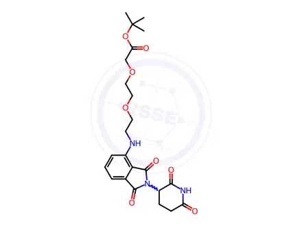 Chemical structure of Acetic acid, 2-[2-[2-[[2-(2,6-dioxo-3-piperidinyl)-2,3-dihydro-1,3-dioxo-1H-isoindol-4-yl]amino]ethoxy]ethoxy]-, 1,1-dimethylethyl ester