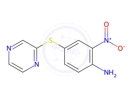 Chemical structure of 2-Nitro-4-(pyrazin-2-ylthio)aniline