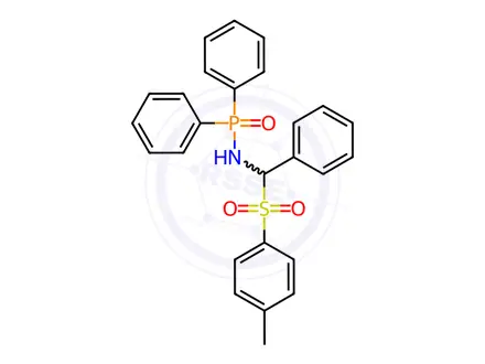 Chemical structure of N-[α-(4-Methylphenyl)sulfonyl)benzyl]diphenylphosphinic Amide