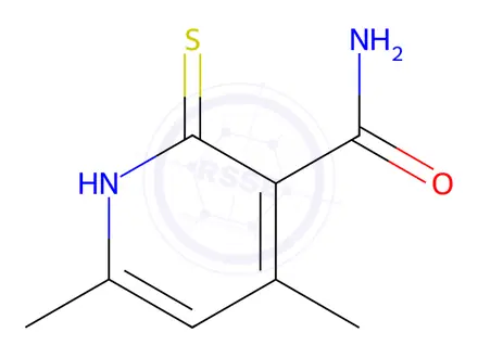 Chemical structure of 1, 2-Dihydro-4, 6-Dimethyl-2-Thioxo-3-Pyridinecarboxamide