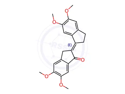 Chemical structure of (2E)-2-(2,3-Dihydro-5,6-dimethoxy-1H-inden-1-ylidene)-2,3-dihydro-5,6-dimethoxy-1H-inden-1-one