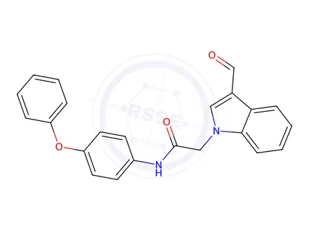 Chemical structure of 2-(3-Formyl-1H-indol-1-yl)-N-(4-phenoxyphenyl)acetamide