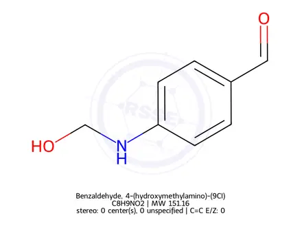 Chemical structure of Benzaldehyde, 4-(hydroxymethylamino)-(9CI)