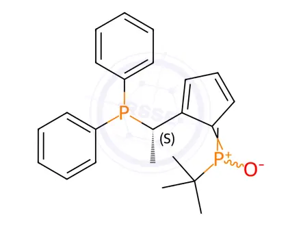 Chemical structure of (RP)-1-[(S)-tert-Butylphosphinoyl]-2-[(S)-1-(diphenylphosphino)ethyl]ferrocene