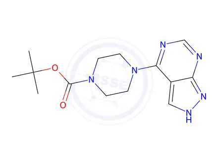 Chemical structure of tert-butyl 4-(1h-pyrazolo[3,4-d]pyrimidin-4-yl)-1-piperazinecarboxylate