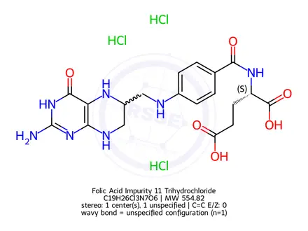 Chemical structure of Folic Acid Impurity 11 Trihydrochloride