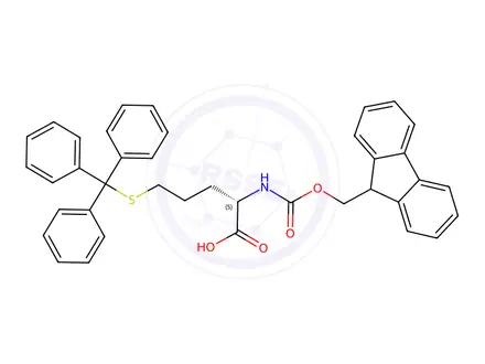 Chemical structure of (S)-Fmoc-2-amino-5-(tritylthio)-pentanoic acid