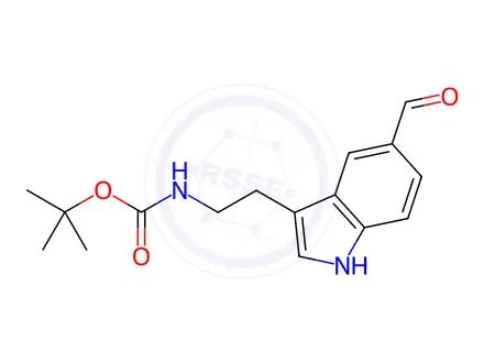 Chemical structure of Carbamic acid, N-[2-(5-formyl-1H-indol-3-yl)ethyl]-, 1,1-dimethylethyl ester
