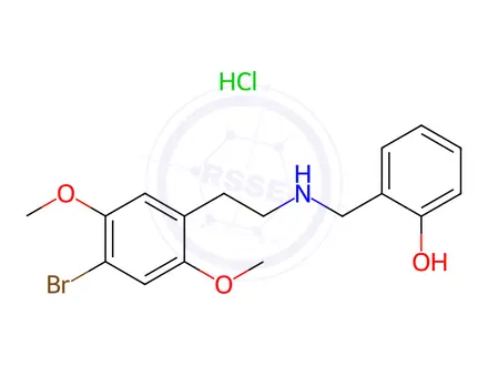 Chemical structure of 2-(((4-Bromo-2,5-dimethoxyphenethyl)amino)methyl)phenol Hydrochloride