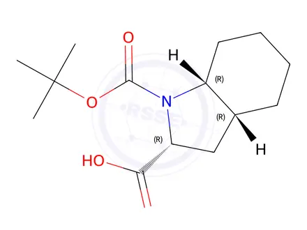 Chemical structure of (2R,3aR,7aR)-1-(tert-butoxycarbonyl)octahydro-1H-indole-2-carboxylic acid