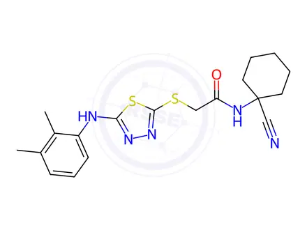 Chemical structure of N-(1-Cyanocyclohexyl)-2-((5-((2,3-dimethylphenyl)amino)-1,3,4-thiadiazol-2-yl)thio)acetamide