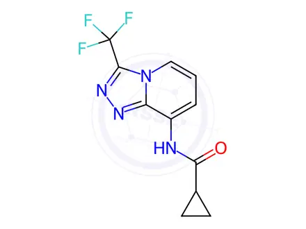 Chemical structure of N-(3-(trifluoromethyl)-[1,2,4]triazolo[4,3-a]pyridin-8-yl)cyclopropanecarboxamide