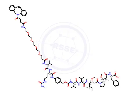 Chemical structure of DBCO-PEG4-Val-Cit-PAB-MMAF