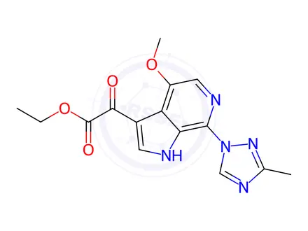Chemical structure of ethyl 2-(4-methoxy-7-(3-methyl-1H-1,2,4-triazol-1-yl)-1H-pyrrolo[2,3-c]pyridin-3-yl)-2-oxoacetate