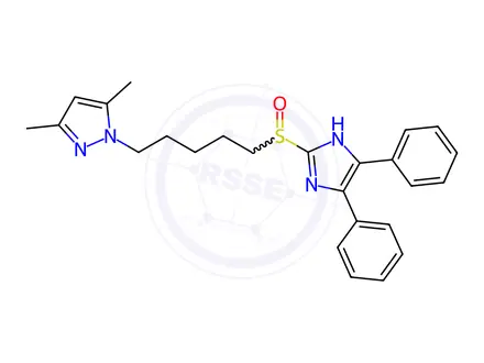 Chemical structure of 1-[5-[(4,5-Diphenyl-1H-imidazol-2-yl)sulfinyl]pentyl]-3,5-dimethyl-1H-pyrazole
