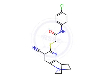 Chemical structure of N-(4-chlorophenyl)-2-((7-cyano-3,4-dihydro-2H-1,4-ethano-1,5-naphthyridin-6-yl)thio)acetamide