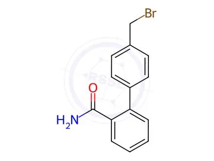 Chemical structure of 4'-(Bromomethyl)-[1,1'-biphenyl]-2-carboxamide