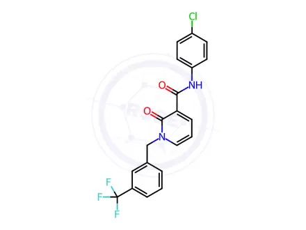 Chemical structure of N-(4-chlorophenyl)-2-oxo-1-(3-(trifluoromethyl)benzyl)-1,2-dihydropyridine-3-carboxamide