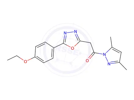 Chemical structure of 1-(3,5-Dimethyl-1H-pyrazol-1-yl)-2-(5-(4-ethoxyphenyl)-1,3,4-oxadiazol-2-yl)ethan-1-one