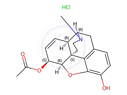 Chemical structure of 6-Acetylmorphine HCI Trihydrate 1 mg/ml in methanol