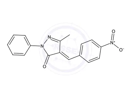 Chemical structure of (E)-5-methyl-4-(4-nitrobenzylidene)-2-phenyl-2,4-dihydro-3H-pyrazol-3-one