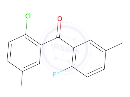 Chemical structure of (5-bromo-2-chlorophenyl)(2-fluoro-5-methylphenyl)methanone
