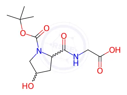 Chemical structure of Glycine, N-[1-[(1,1-dimethylethoxy)carbonyl]-trans-4-hydroxy-L-prolyl]-(9CI)
