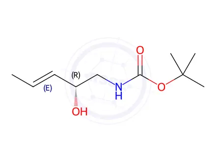 Chemical structure of Carbamic acid, [(2R,3E)-2-hydroxy-3-pentenyl]-, 1,1-dimethylethyl ester (9CI)
