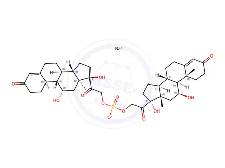 Chemical structure of Pregn-4-ene-3,20-dione, 21,21'-[phosphinicobis(oxy)]bis[11,17-dihydroxy-, monosodium salt, (11beta)-