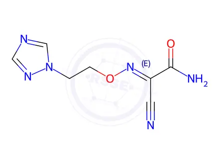 Chemical structure of N-(2-(1H-1,2,4-Triazol-1-yl)ethoxy)-2-amino-2-oxoacetimidoyl cyanide