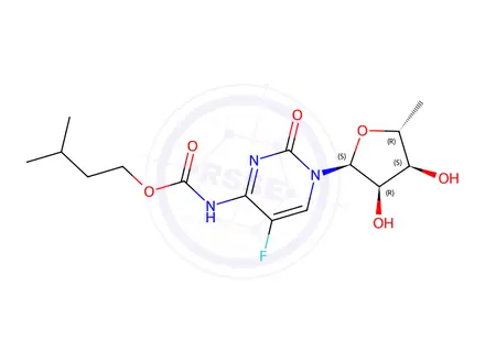 Chemical structure of isopentyl(1-((2S,3R,4S,5R)-3,4-dihydroxy-5-methyltetrahydrofuran-2-yl)-5-fluoro-2-oxo-1,2-dihydropyrimidin-4-yl)carbamate