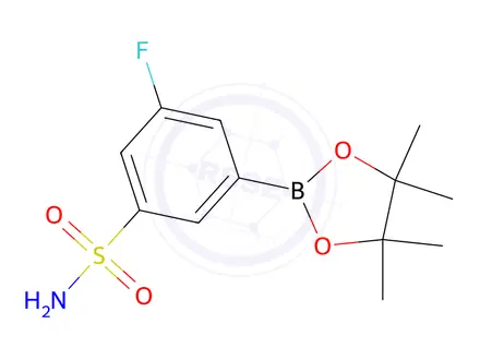 Chemical structure of 3-Fluoro-5-(4,4,5,5-tetramethyl-1,3,2-dioxaborolan-2-yl)benzenesulfonamide