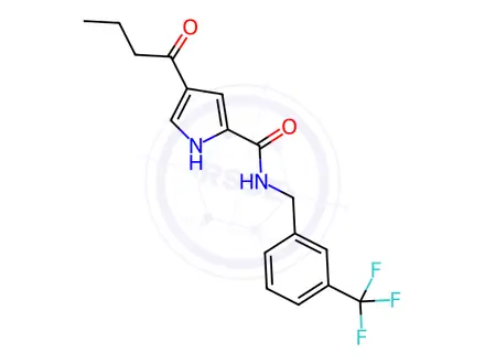Chemical structure of 4-Butanoyl-N-{[3-(trifluoromethyl)phenyl]methyl}-1H-pyrrole-2-carboxamide