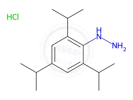 Chemical structure of Hydrazine, [2,?4,?6-?tris(1-?methylethyl)?phenyl]?-?, hydrochloride (1:1)