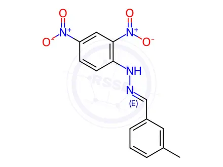 Chemical structure of m-Tolualdehyde-DNPH as m-tolualdehyde