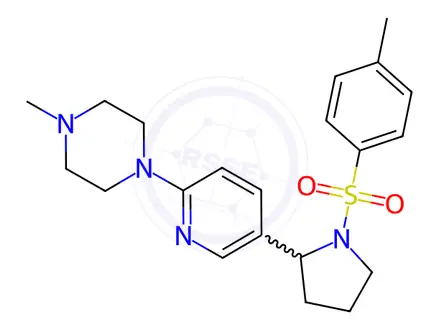 Chemical structure of 1-Methyl-4-(5-(1-tosylpyrrolidin-2-yl)pyridin-2-yl)piperazine