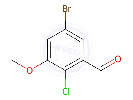 Chemical structure of Benzaldehyde, 5-bromo-2-chloro-3-methoxy-