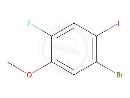 Chemical structure of Benzene, 1-bromo-4-fluoro-2-iodo-5-methoxy-