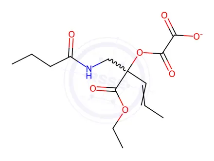 Chemical structure of 3-Butyramido-1-ethoxy-1-oxobut-2-en-2-yl Ethyl Oxalate