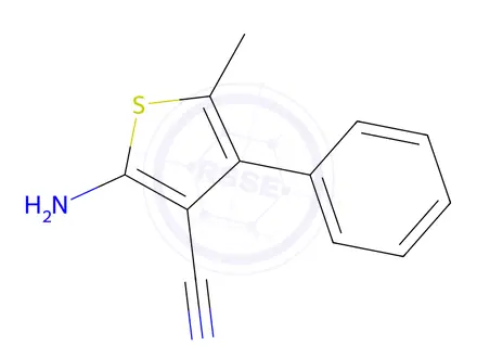Chemical structure of 2-amino-5-methyl-4-phenylthiophene-3-carbonitrile
