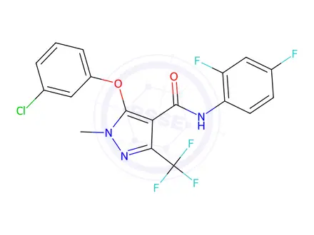 Chemical structure of 5-(3-Chlorophenoxy)-N-(2,4-difluorophenyl)-1-methyl-3-(trifluoromethyl)-1H-pyrazole-4-carboxamide